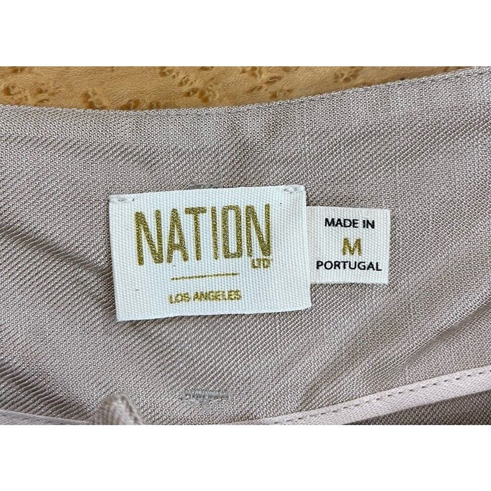 Nation Ltd Del Pants Rayon/Linen Tan Pants, Vintage Cut Wide Leg High Waist Sz M - Picture 14 of 16